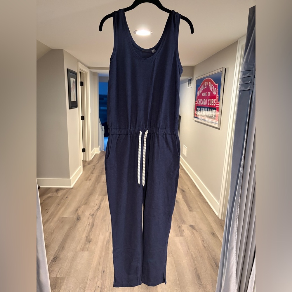 Zella Dark Blue Jumpsuit with White Drawstring